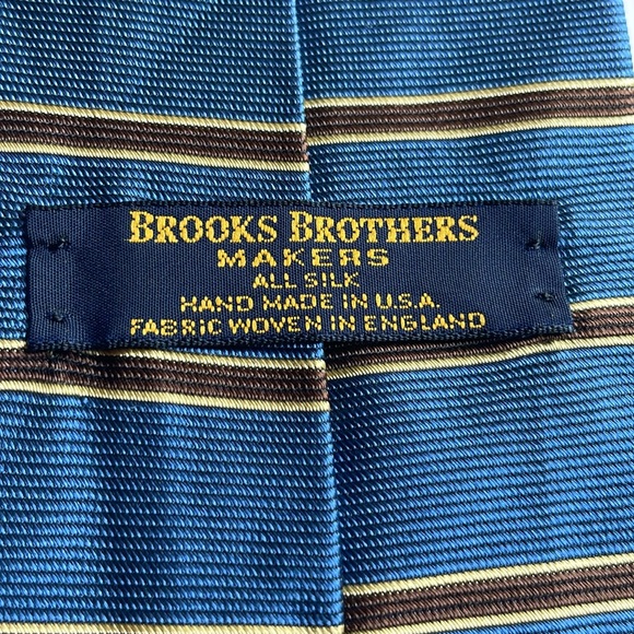 Brooks Brothers Makers 100% silk necktie USA made tie blue stripes 56” X 3 5/8” - Picture 7 of 7